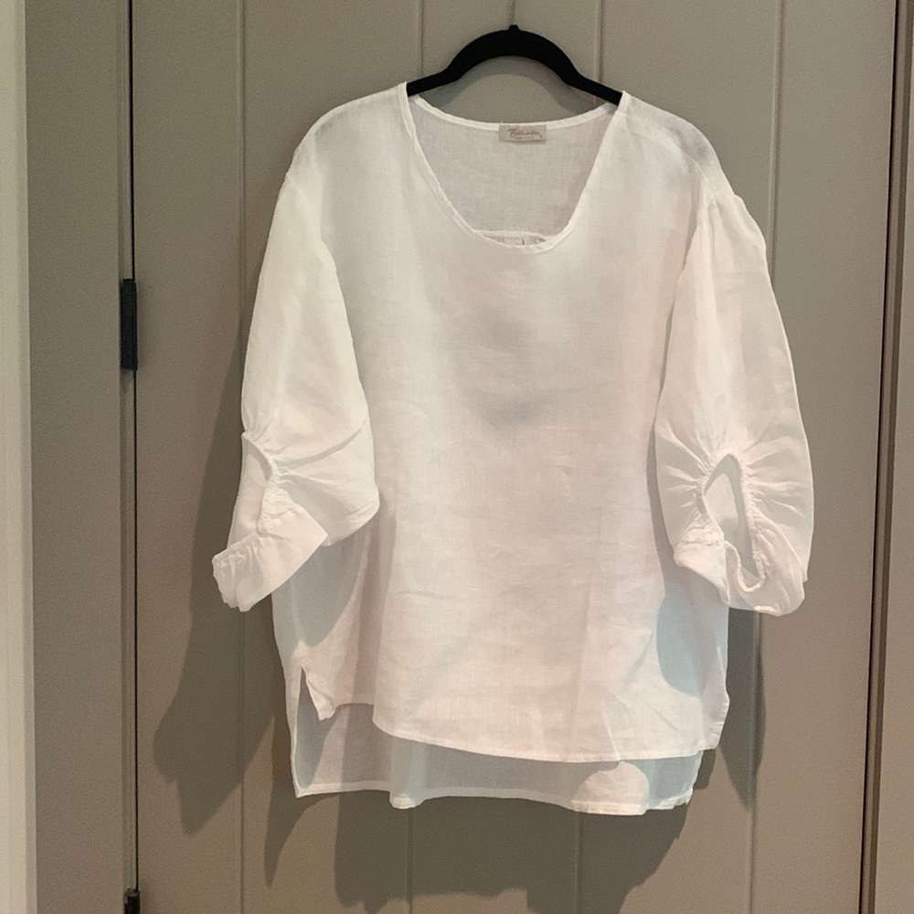 100% Linen Bubble Sleeve Blouse/Tunic
